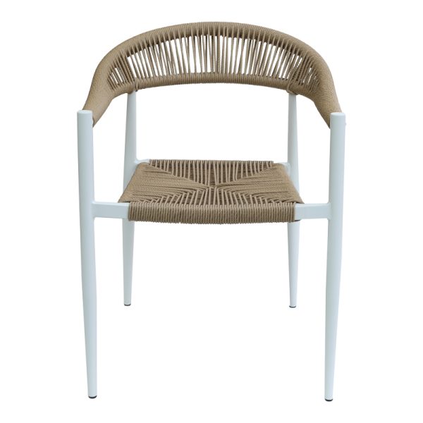 289 000019 2 Armchair Fagen pakoworld stack white aluminum-natural textilene 56x60x78cmOutdoor furniture > Garden armchairs