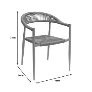 289 000019 4 Armchair Fagen pakoworld stack white aluminum-natural textilene 56x60x78cmOutdoor furniture > Garden armchairs