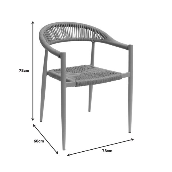 289 000019 4 Armchair Fagen pakoworld stack white aluminum-natural textilene 56x60x78cmOutdoor furniture > Garden armchairs