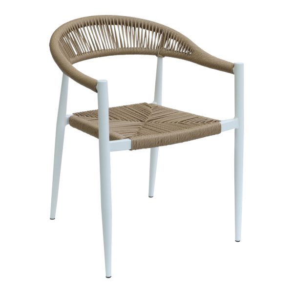 289 000019 Armchair Fagen pakoworld stack white aluminum-natural textilene 56x60x78cmOutdoor furniture > Garden armchairs