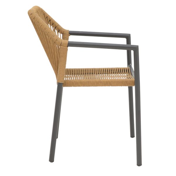 291 000013 2 Aluminum armchair Lush pakoworld stackable anthracite frame-natural rattan 56x59x80cmOutdoor furniture > Garden armchairs