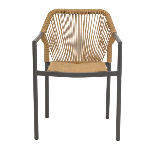 291 000013 3 Aluminum armchair Lush pakoworld stackable anthracite frame-natural rattan 56x59x80cmOutdoor furniture > Garden armchairs