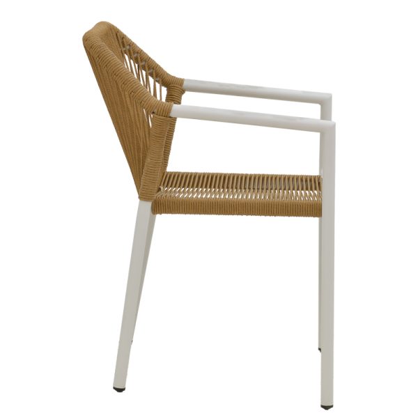 291 000014 2 Lush aluminum armchair pakoworld stackable white frame-natural rattan 56x59x80cmOutdoor furniture > Garden armchairs