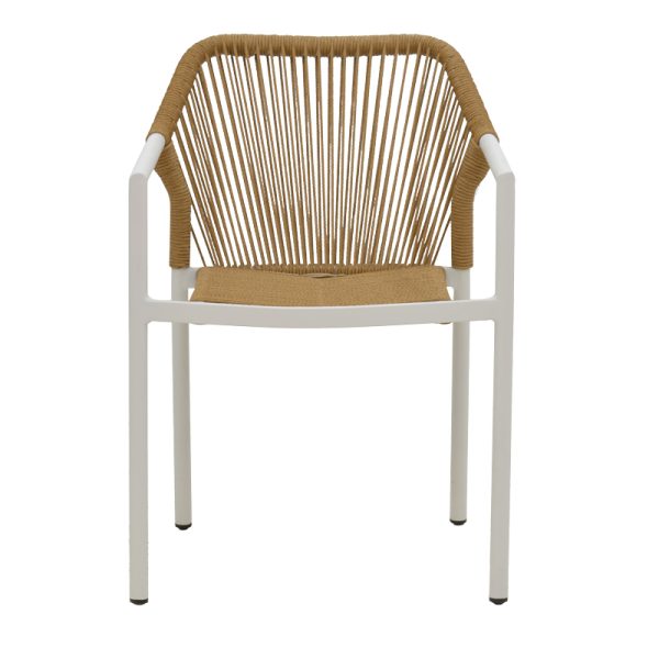 291 000014 3 Lush aluminum armchair pakoworld stackable white frame-natural rattan 56x59x80cmOutdoor furniture > Garden armchairs