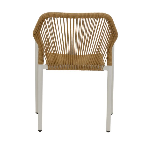 291 000014 4 Lush aluminum armchair pakoworld stackable white frame-natural rattan 56x59x80cmOutdoor furniture > Garden armchairs