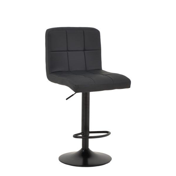 292 000020 2 Bar stool Remina pakoworld height adjustable black pu-black metal base 44x44x112cmIndoor furniture > Bar stools