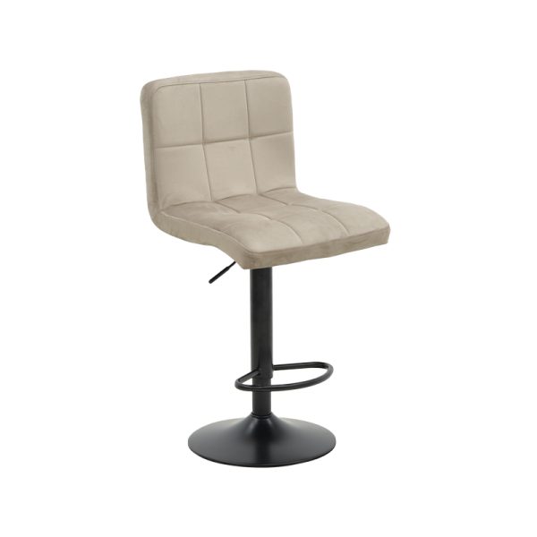 292 000022 2 Bar stool Remina pakoworld height adjustable beige velvet-black matt base 44x44x112cmIndoor furniture > Bar stools