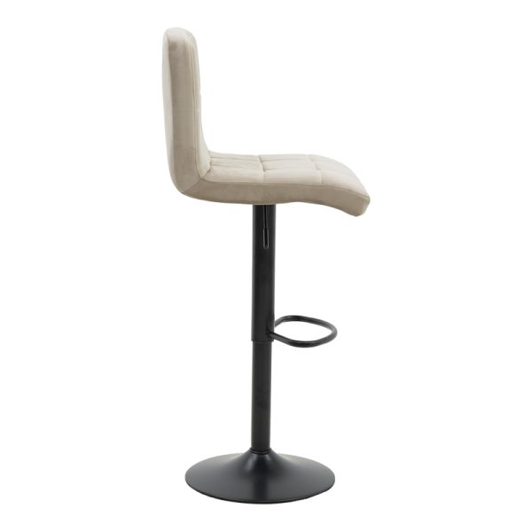 292 000022 3 Bar stool Remina pakoworld height adjustable beige velvet-black matt base 44x44x112cmIndoor furniture > Bar stools
