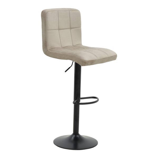 292 000022 Bar stool Remina pakoworld height adjustable beige velvet-black matt base 44x44x112cmIndoor furniture > Bar stools