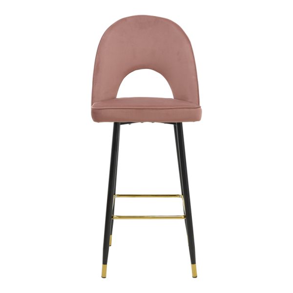 292 000037 3 Bar stool Casenio pakoworld velvet rotten apple-black-gold metal base 48x50x117cmIndoor furniture > Bar stools