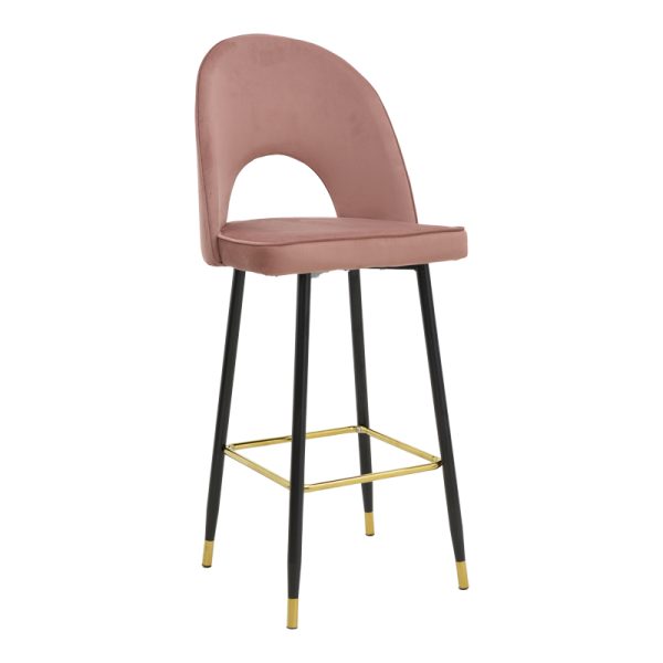 292 000037 Bar stool Casenio pakoworld velvet rotten apple-black-gold metal base 48x50x117cmIndoor furniture > Bar stools