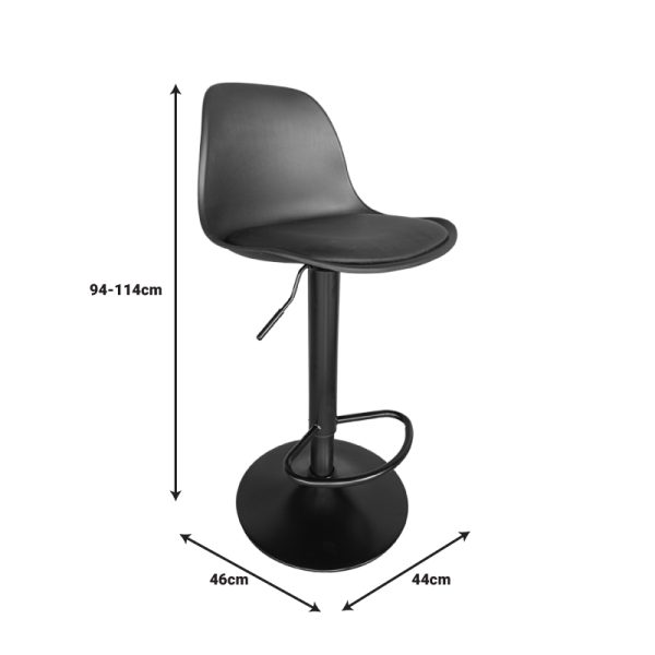 292 000040 4 Bar stool Louser pakoworld height adjustable black pp with cushion-black metal base 44x46x114cmIndoor furniture > Bar stools