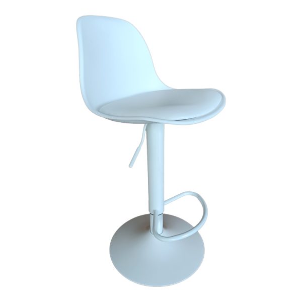 292 000041 Bar stool Louser pakoworld height adjustable white pp with cushion-white metal base 44x46x114cmIndoor furniture > Bar stools
