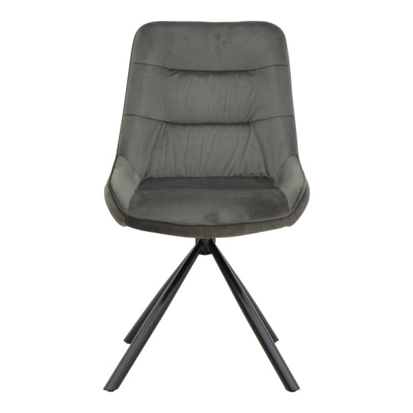 292 000050 3 Chair Wori pakoworld dark grey velvet-metal black leg 48x56x82cmIndoor furniture > Chairs