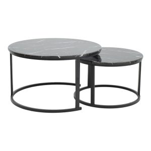 292 000058 2 Coffee table Revelon pakoworld set of 2 mdf in black marble look 80x80x45cmIndoor furniture > Coffee tables