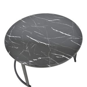292 000058 3 Coffee table Revelon pakoworld set of 2 mdf in black marble look 80x80x45cmIndoor furniture > Coffee tables