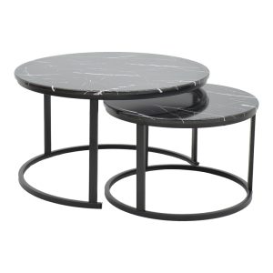 292 000058 Coffee table Revelon pakoworld set of 2 mdf in black marble look 80x80x45cmIndoor furniture > Coffee tables