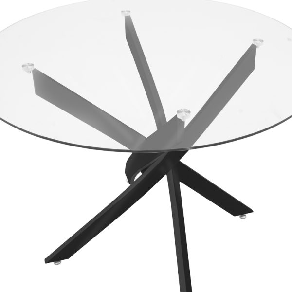 292 000060 2 Antoro pakoworld table glass and metal legs in black shade D80x75cmIndoor furniture > Dining Tables