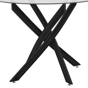 292 000060 3 Antoro pakoworld table glass and metal legs in black shade D80x75cmIndoor furniture > Dining Tables