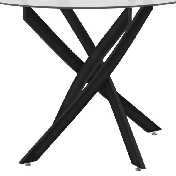 292 000060 3 Antoro pakoworld table glass and metal legs in black shade D80x75cmIndoor furniture > Dining Tables