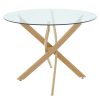 292 000061 Table Xuson pakoworld natural mdf-black metal legs D80x75cmIndoor furniture > Dining Tables