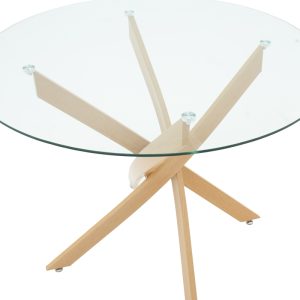 292 000064 2 Antoro pakoworld table glass and metal legs in a natural shade D100x75cmIndoor furniture > Dining Tables