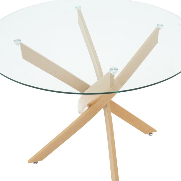 292 000064 2 Antoro pakoworld table glass and metal legs in a natural shade D100x75cmIndoor furniture > Dining Tables