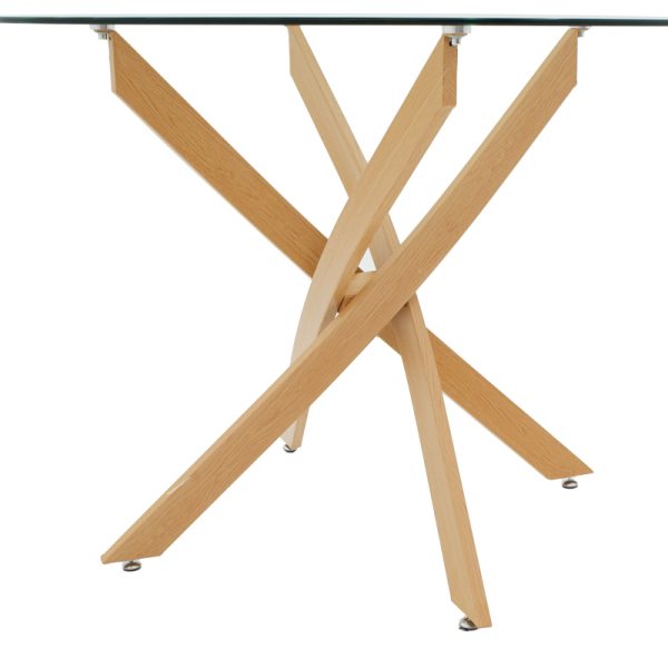 292 000064 3 Antoro pakoworld table glass and metal legs in a natural shade D100x75cmIndoor furniture > Dining Tables