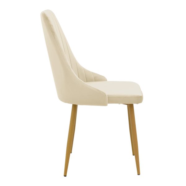 292 000078 2 Chair Azori pakoworld velvet beige fabric with natural color metal leg 49x55x85cmIndoor furniture > Chairs