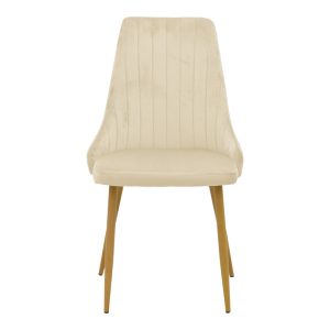 292 000078 3 Chair Azori pakoworld velvet beige fabric with natural color metal leg 49x55x85cmIndoor furniture > Chairs