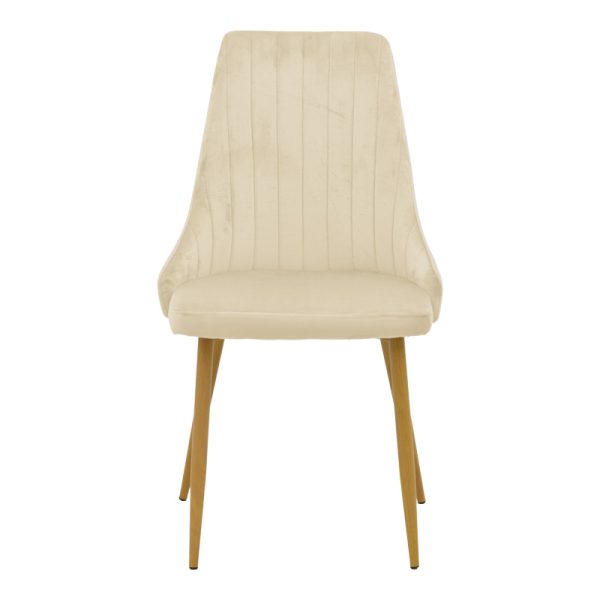 292 000078 3 Chair Azori pakoworld velvet beige fabric with natural color metal leg 49x55x85cmIndoor furniture > Chairs