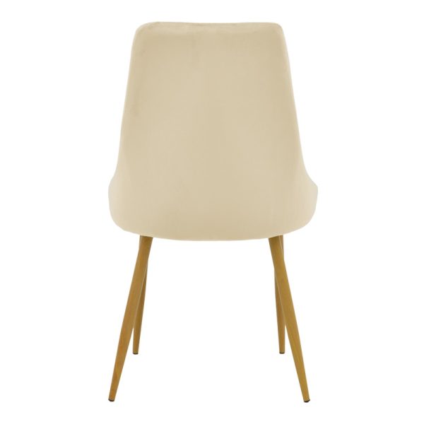 292 000078 4 Chair Azori pakoworld velvet beige fabric with natural color metal leg 49x55x85cmIndoor furniture > Chairs