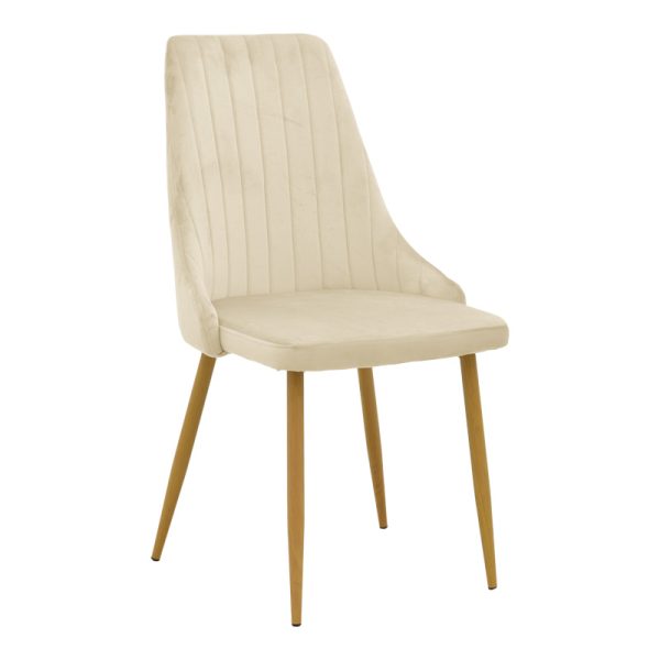 292 000078 Chair Azori pakoworld velvet beige fabric with natural color metal leg 49x55x85cmIndoor furniture > Chairs