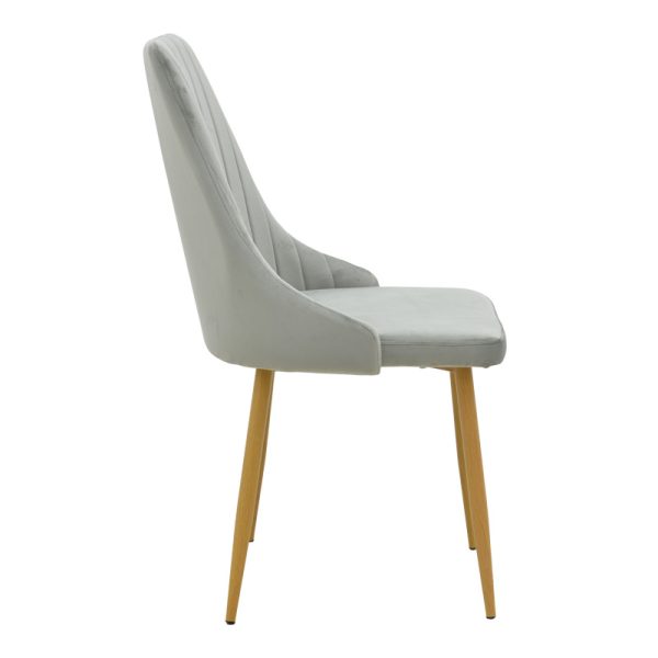 292 000079 2 Chair Azori pakoworld velvet grey fabric with natural color metal leg 49x55x85cmIndoor furniture > Chairs