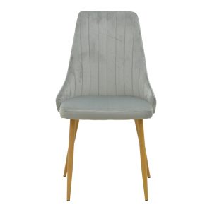 292 000079 3 Chair Azori pakoworld velvet grey fabric with natural color metal leg 49x55x85cmIndoor furniture > Chairs