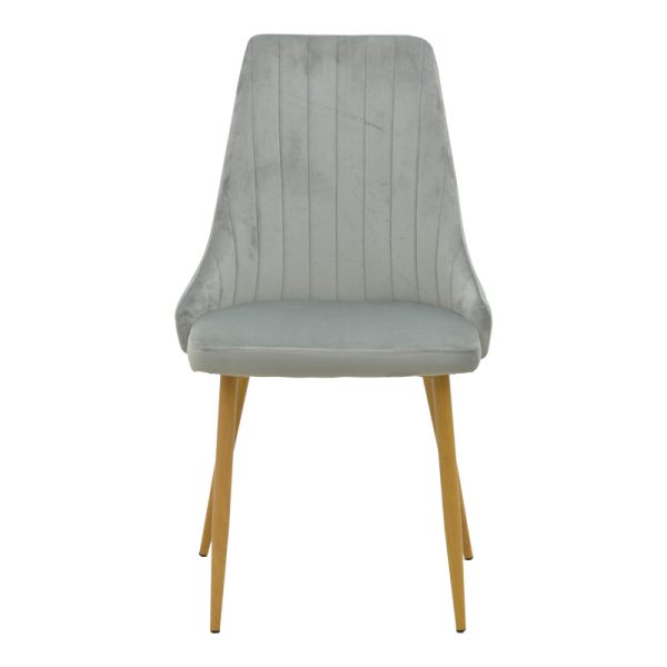 292 000079 3 Chair Azori pakoworld velvet grey fabric with natural color metal leg 49x55x85cmIndoor furniture > Chairs