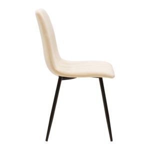 292 000080 2 Chair Noor pakoworld velvet beige fabric with black color metal leg 44x53x86cmIndoor furniture > Chairs
