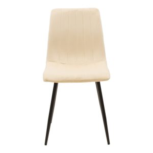 292 000080 3 Chair Noor pakoworld velvet beige fabric with black color metal leg 44x53x86cmIndoor furniture > Chairs
