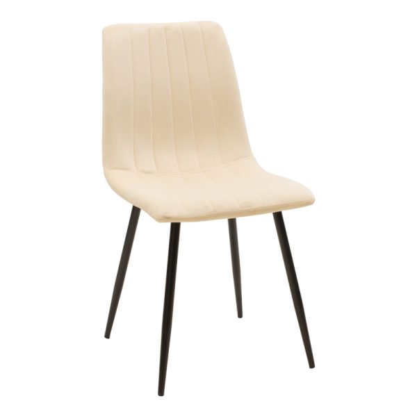 292 000080 Chair Noor pakoworld velvet beige fabric with black color metal leg 44x53x86cmIndoor furniture > Chairs