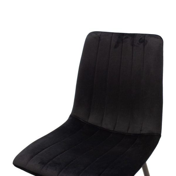292 000081 4 Chair Noor pakoworld velvet black fabric with black color metal leg 44x53x86cmIndoor furniture > Chairs