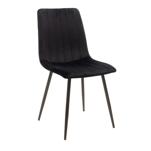 292 000081 Chair Noor pakoworld velvet black fabric with black color metal leg 44x53x86cmIndoor furniture > Chairs