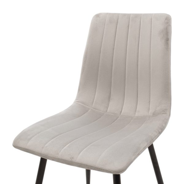 292 000082 4 Chair Noor pakoworld velvet grey fabric with black color metal leg 44x53x86cmIndoor furniture > Chairs