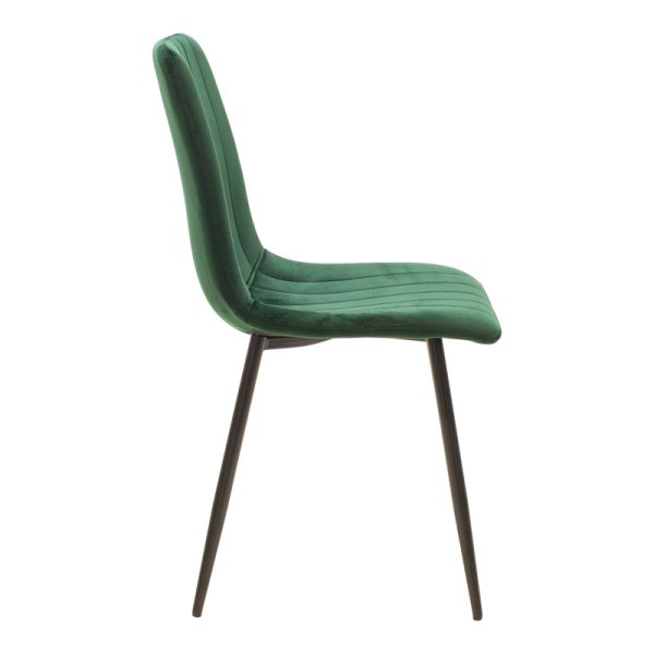 292 000083 2 Chair Noor pakoworld velvet green fabric with black color metal leg 44x53x86cmIndoor furniture > Chairs