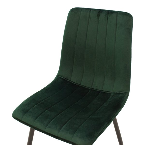 292 000083 4 Chair Noor pakoworld velvet green fabric with black color metal leg 44x53x86cmIndoor furniture > Chairs