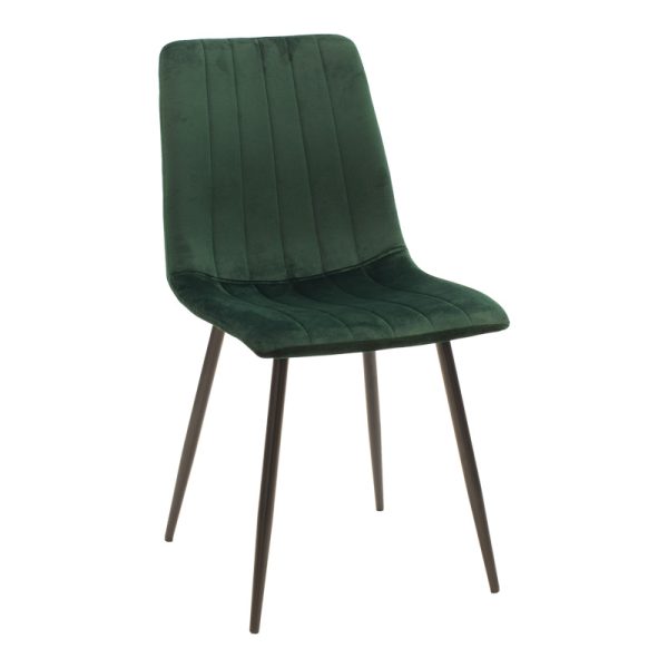 292 000083 Chair Noor pakoworld velvet green fabric with black color metal leg 44x53x86cmIndoor furniture > Chairs