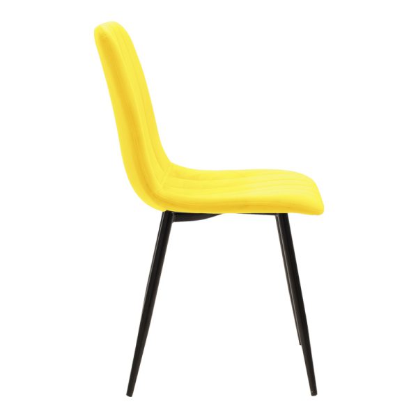 292 000084 2 Chair Noor pakoworld velvet yellow fabric with black color metal leg 44x53x86cmIndoor furniture > Chairs