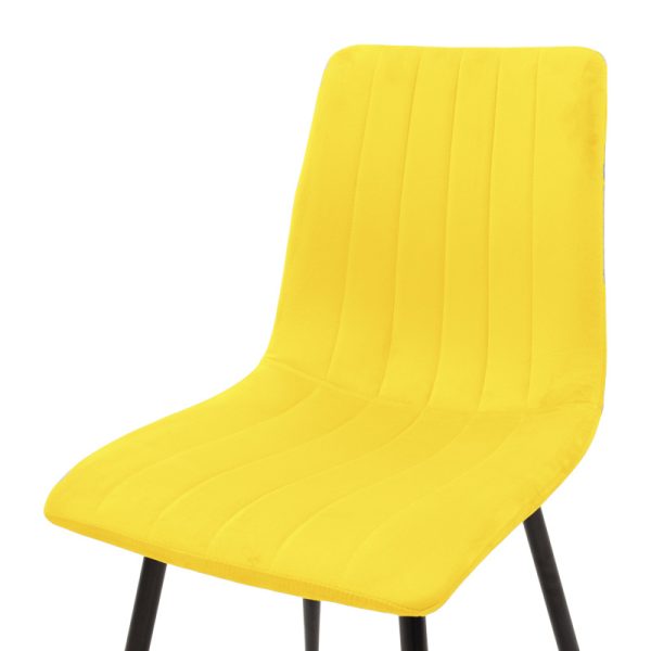 292 000084 4 Chair Noor pakoworld velvet yellow fabric with black color metal leg 44x53x86cmIndoor furniture > Chairs