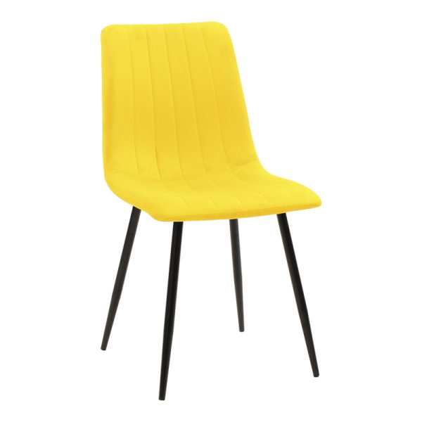 292 000084 Chair Noor pakoworld velvet yellow fabric with black color metal leg 44x53x86cmIndoor furniture > Chairs