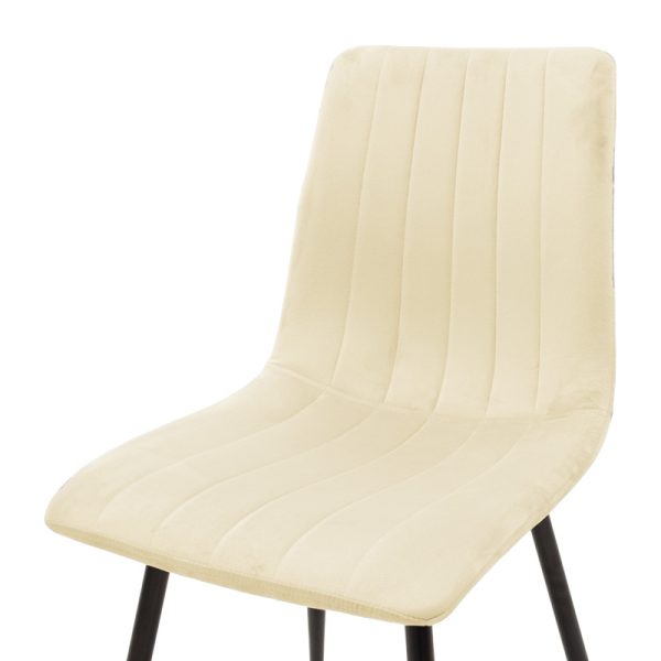 292 000086 4 Chair Noor pakoworld beige fabric with black color metal leg 44x53x86cmIndoor furniture > Chairs