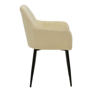 292 000087 2 Armchair Noor pakoworld beige velvet fabric with black color metal leg 58x58x86cmIndoor furniture > Armchairs